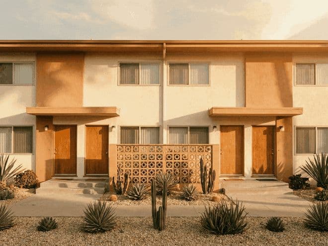 Mid-century California fourplex at golden hour